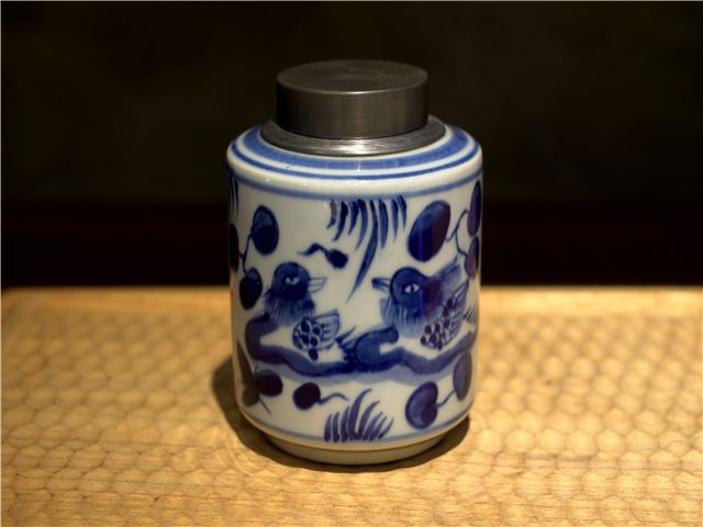 青花鴛鴦茶倉